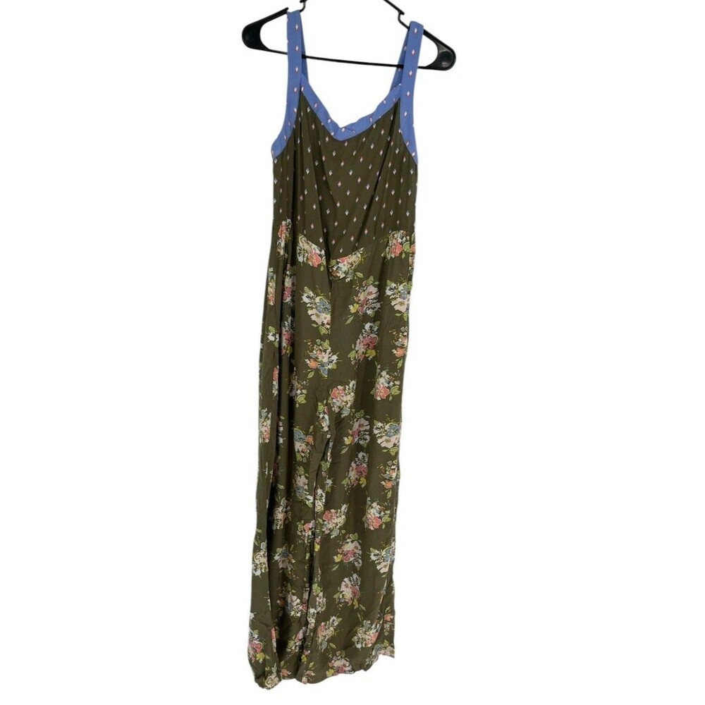 Matilda Jane Jumpsuit Women's Size XS Olive Green Blue Work of Art Cottagecore